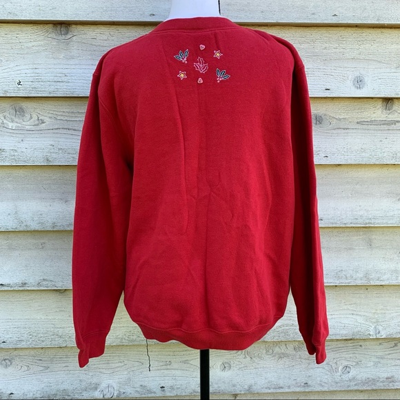 Vintage 90s Red Felt Snowman Appliqué Graphic Crewneck Ugly Christmas Sweatshirt - Picture 15 of 16